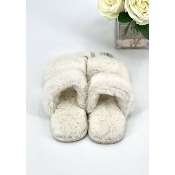 Lemon Women’s Two-Strap Faux-Fur Slide Slippers Sea Salt Size S/M 5/6 NEW! - Picture 4 of 6